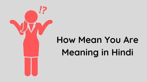 How Mean You Are Meaning in Hindi