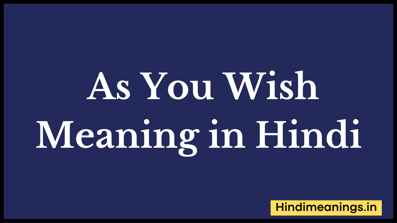 As You Wish Meaning in Hindi