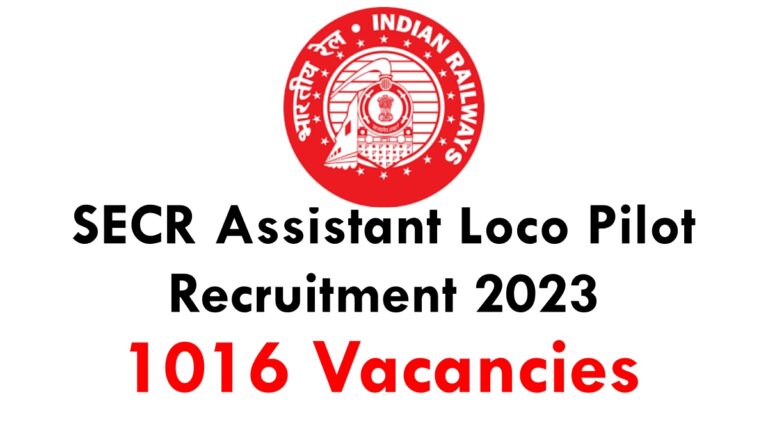 SECR Assistant Loco Pilot Recruitment 2023: Apply Online For 1016 Vacancies