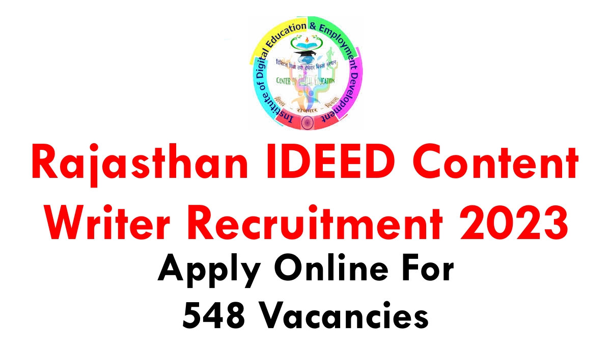 Rajasthan IDEED Content Writer Recruitment
