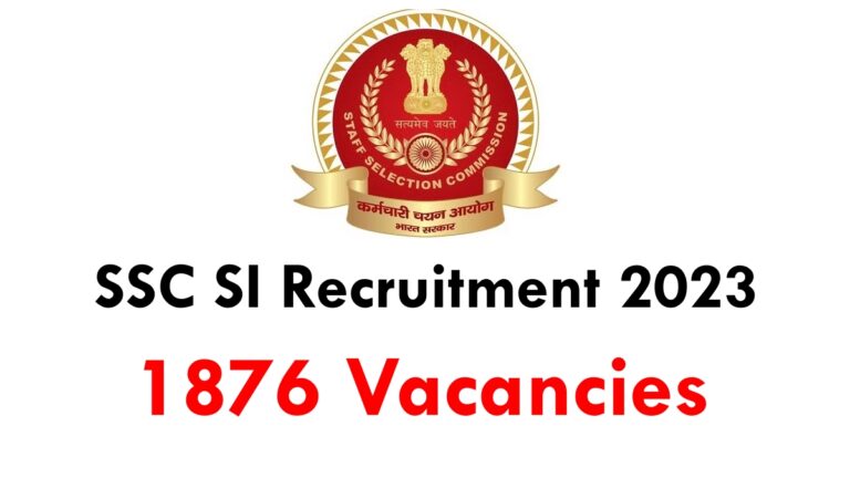 SSC SI Recruitment 2023: Apply Online For 1876 Vacancies